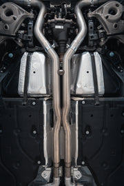 MBRP 2024 Ford Mustang Dark Horse 3in Dual Split Rear Exit Exhaust w/ Quad CF Tips - T304 (S72843CF)