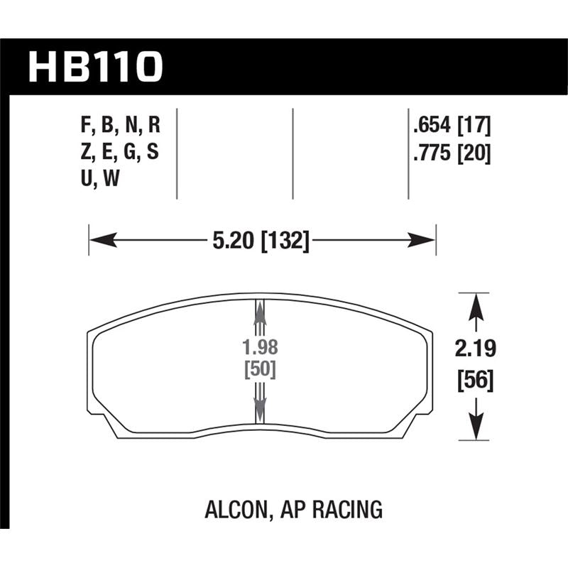 Hawk Performance Alcon/AP Racing 17mm ER-1 Motorsport Brake Pads (HB110D.654)