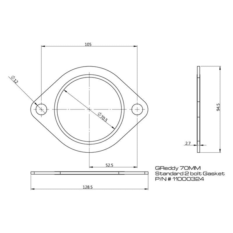 GReddy Oval 2-lt Exhaust Gasket (2.76" ID) (11000324)