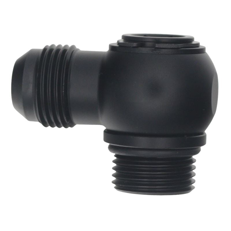 DeatschWerks 10AN ORB Male to 10AN Male Flare Low Profile 90-Degree Swivel - Anodized Matte Black (6-02-0417-B)