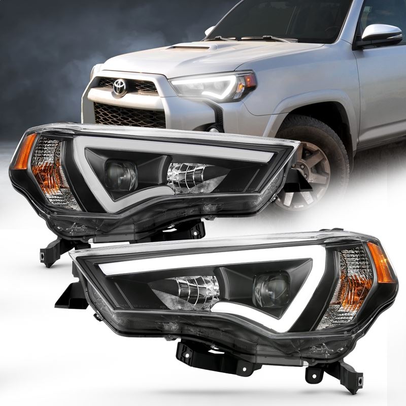 ANZO USA Projector Headlight Set w/Plank Style Switchback Black w/Amber Pair (111416)