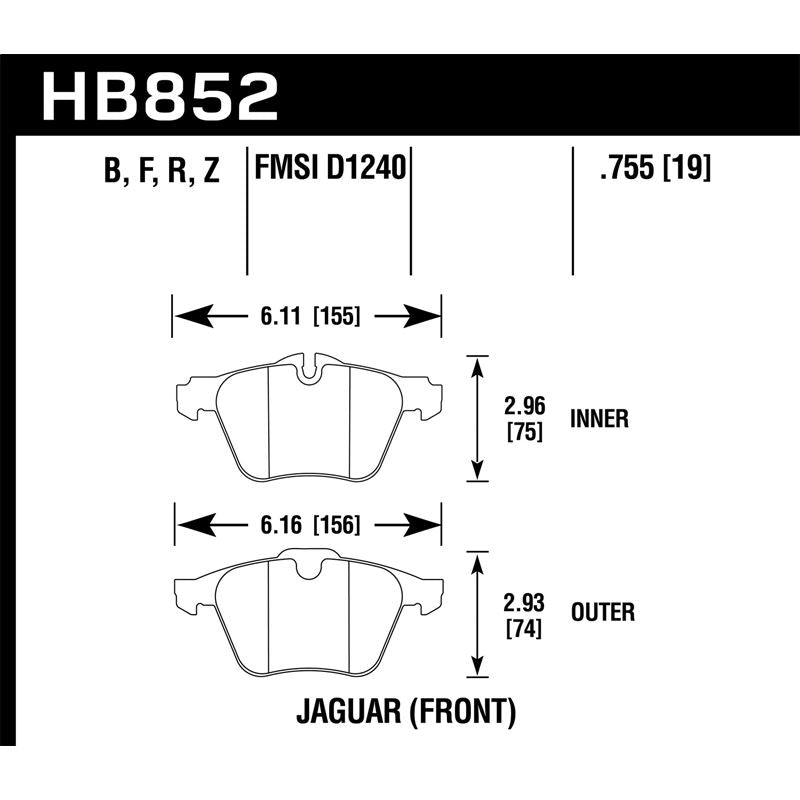 Hawk Performance Performance Ceramic Brake Pads (HB852Z.755)