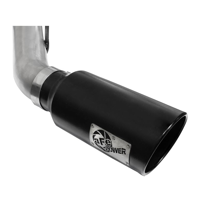 aFe Large Bore-HD 4 IN 409 Stainless Steel DPF-Back Exhaust System w/Black Tip (49-43065-B)