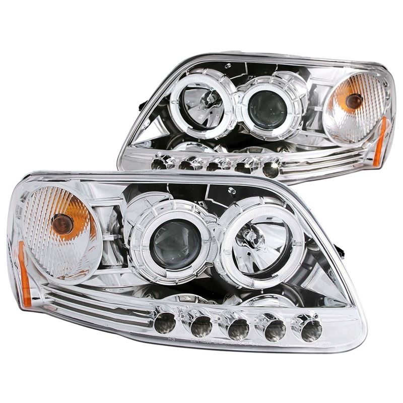 ANZO USA 1997.5-2003 Ford F-150 Projector Headlights w/ Halo and LED Chrome 1pc (111032)