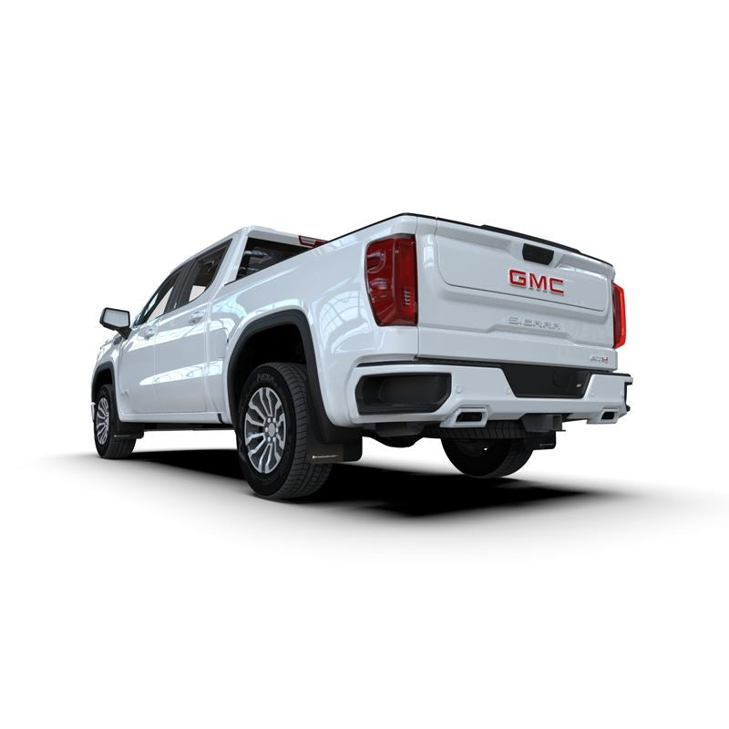 Rally Armor Black Mud Flap/White Logo for 2019-24 GMC Sierra 1500 AT4 (MF100-UR-BLK-WH)