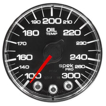 Load image into Gallery viewer, AutoMeter Spek-Pro Gauge Oil Temp 2 1/16in 300f Stepper Motor W/Peak and Warn Blk/Chrm (P322318)