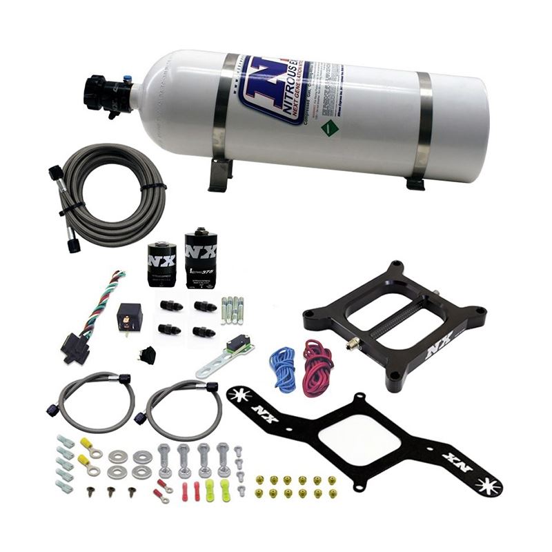 Nitrous Express 4150 RNC Conventional Nitrous Plate Kit w/.375in Solenoid w/15lb Bottle (55140-15)