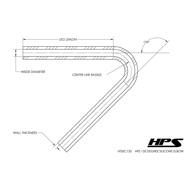 HPS 135 deg. silicone coupler, high temp 4-ply reinforced, 1/4" ID, 5" legs, blue ( (HTSEC135-025-BLUE)