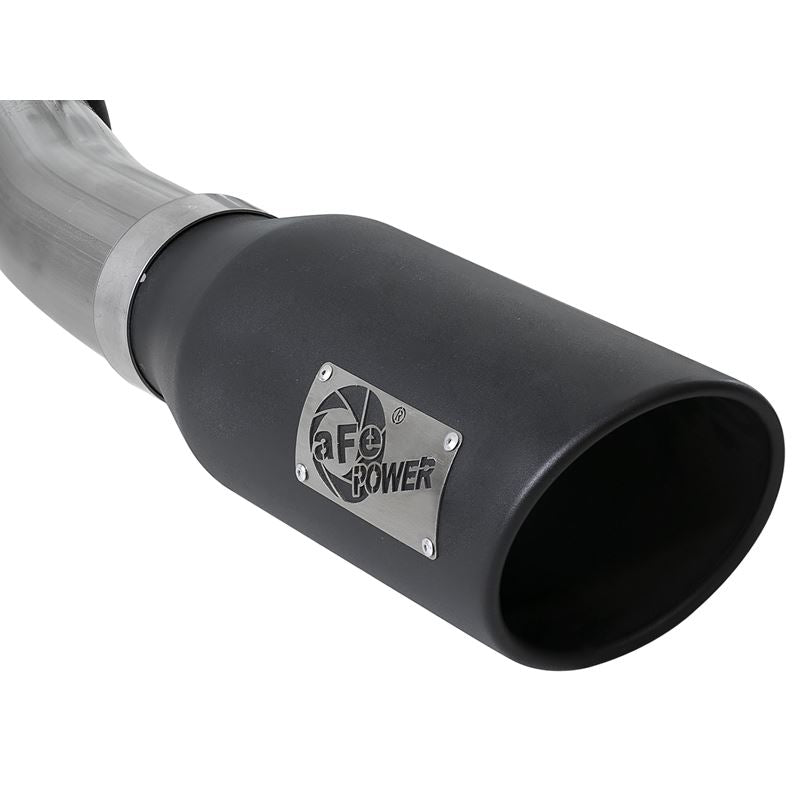 aFe Large Bore-HD 4 IN 409 Stainless Steel Turbo-Back Exhaust System w/ Black Tip (49-43008-B)