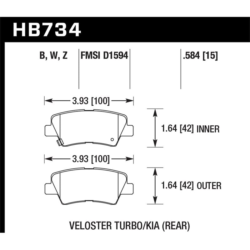 Hawk Performance Performance Ceramic Brake Pads (HB734Z.584)