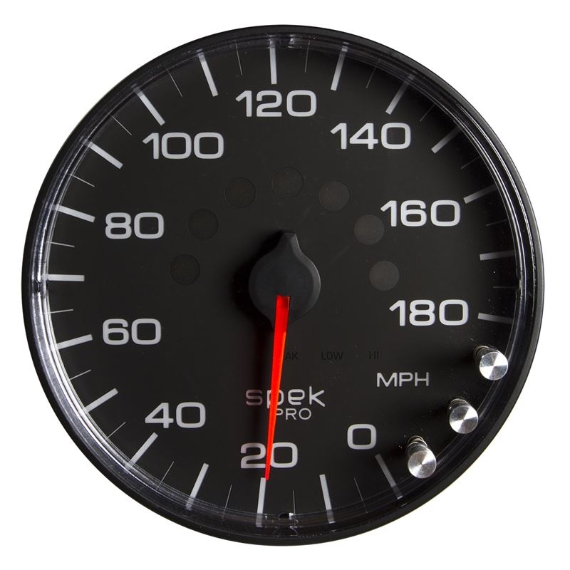 AutoMeter Spek-Pro Gauge Speedometer 5in 180 Mph Elec. Programmable Black/Black (P230328)