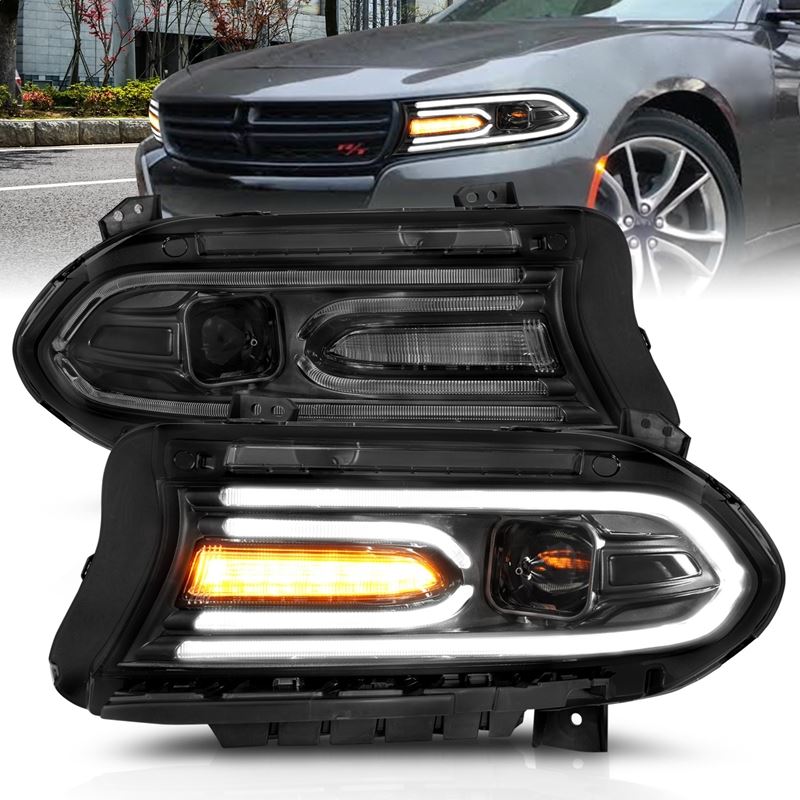 ANZO USA Projector Headlight Set, w/Plank Style Design, Black, (121559)