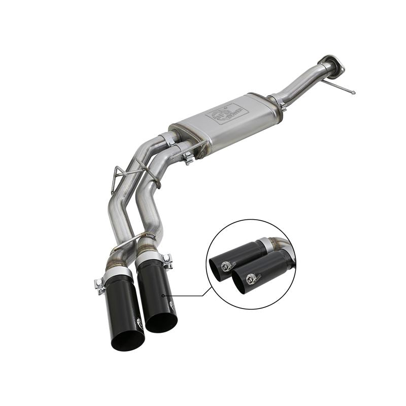 aFe Rebel Series 3 IN to 2-1/2 IN 409 Stainless Steel Cat-Back Exhaust w/ Black Tip (49-43078-B)