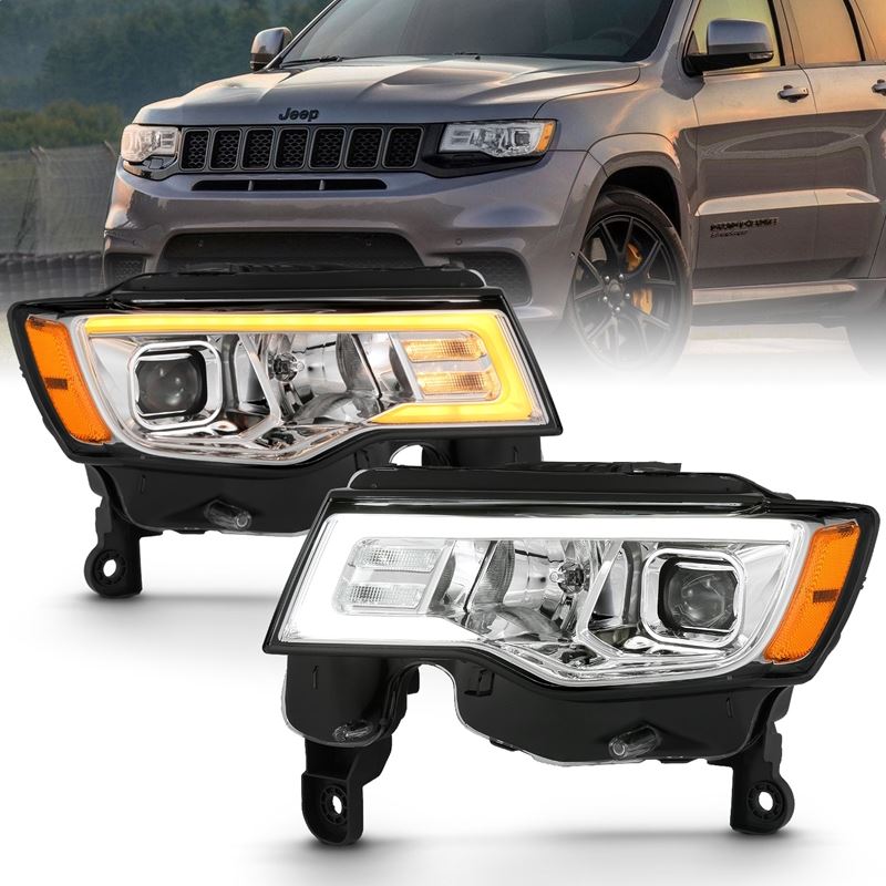 ANZO USA Projector Headlight Set w/Plank Style Switchback Chrome w/Amber Pair (111419)