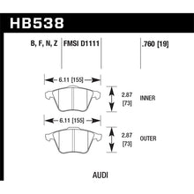 Load image into Gallery viewer, Hawk Performance HPS Brake Pads (HB538F.760)