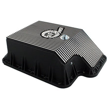 Load image into Gallery viewer, aFe Power Transmission Pan Black w/ Machined Fins (46-70122-1)