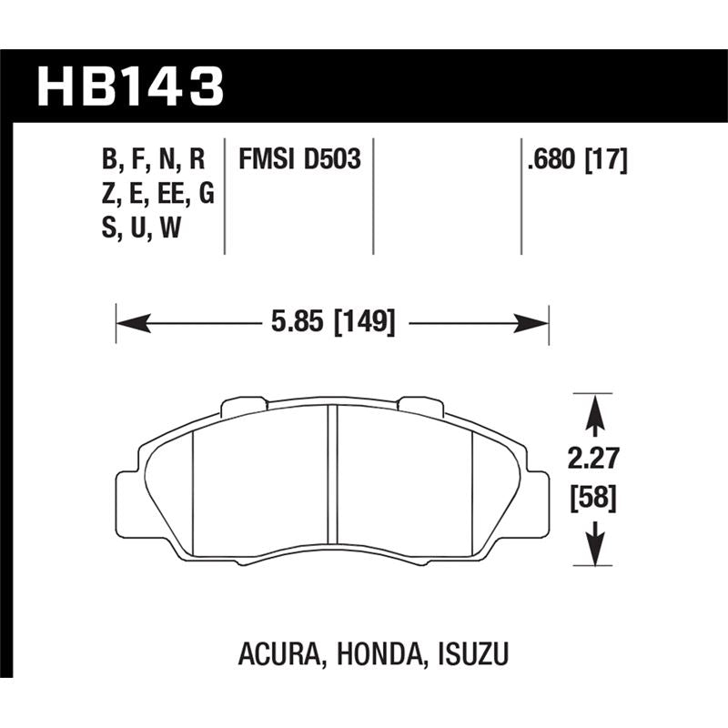 Hawk Performance Performance Ceramic Brake Pads (HB143Z.680)