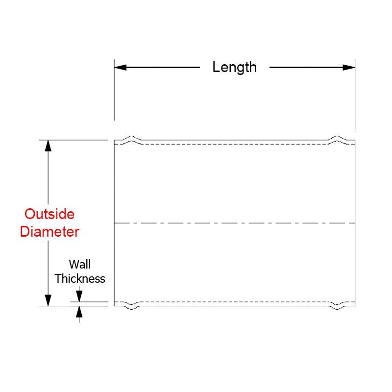 HPS 2.5" OD x 3" Long 6061 Aluminum Joiner Tube Piping with Bead Roll (AJ300-250)