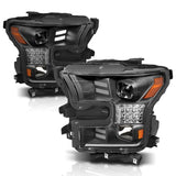 ANZO USA Projector Headlights w/Plank Style Design, Black w/Amber Sequential Turn Signal (111408)