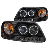 ANZO USA 1997.5-2003 Ford F-150 Projector Headlights w/ Halo and LED Black 1pc (111031)