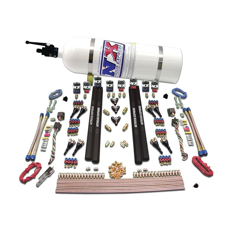 Nitrous Express SX2 Dual Stage/Alcohol - 8 Solenoid Nitrous Kit (200-1200HP) w/10lb Bottle (90095-10)