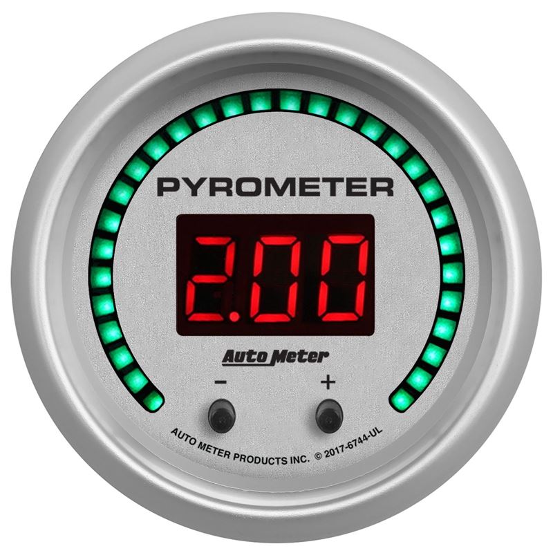 AutoMeter 52.4mm Silver Two Channel 0-2000 Degree Pyrometer (EGT) Ultra-Lite Elite Digital Gauge (6744-UL)