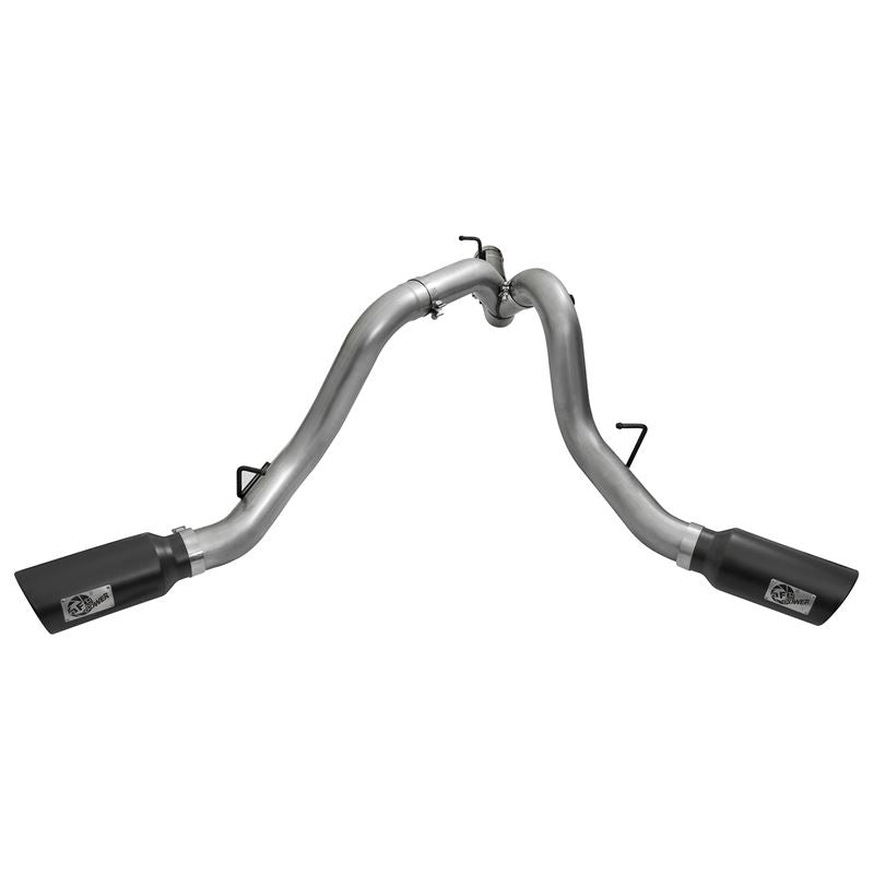 aFe Large Bore-HD 4 IN 409 Stainless Steel DPF-Back Exhaust System w/Black Tip (49-44080-B)