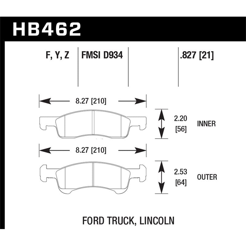 Hawk Performance Performance Ceramic Brake Pads (HB462Z.827)