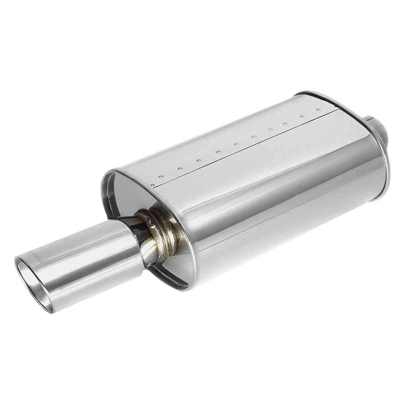 APEXi® WS2 304 SS Oval Silver Exhaust Muffler Oval Dual Wall Rolled Angle Cut Tip (156-A020)