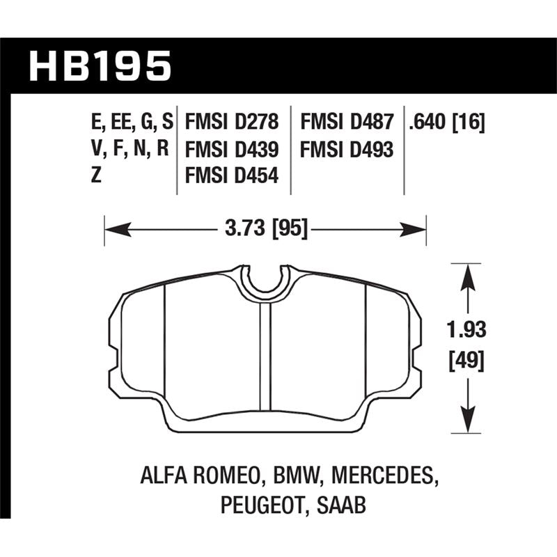 Hawk Performance DTC-50 Brake Pads (HB195V.640)