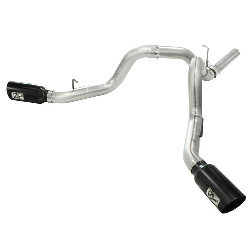 aFe Large Bore-HD 4 IN 409 Stainless Steel DPF-Back Exhaust System w/Black Tip (49-44043-B)