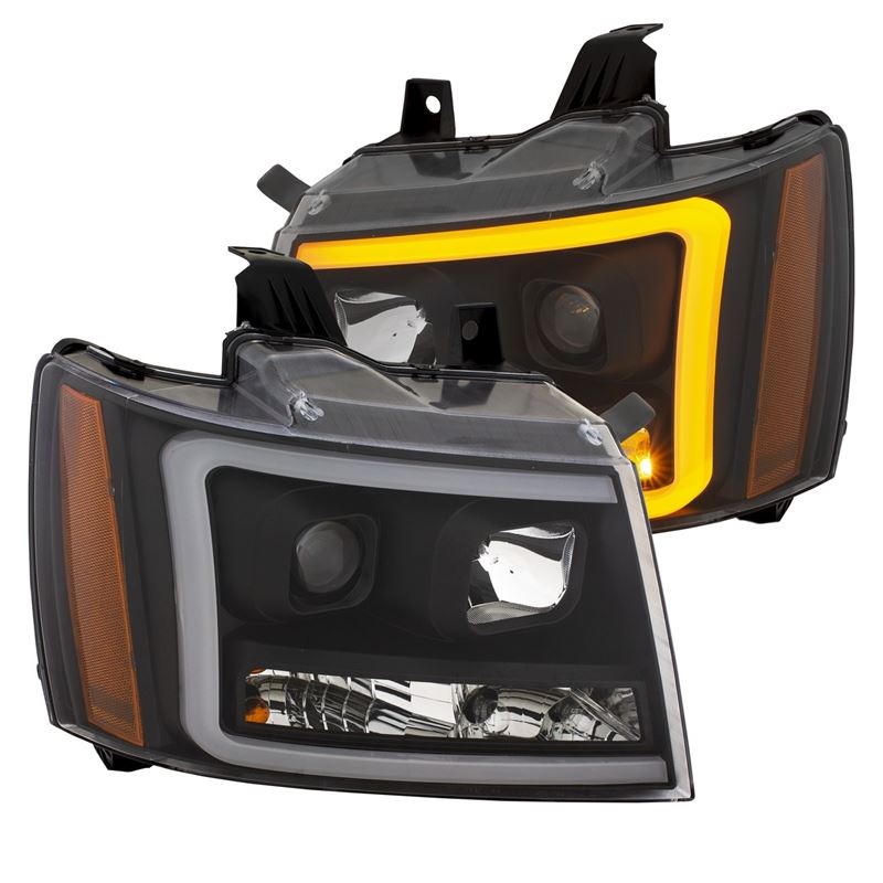 ANZO USA Projector Headlights w/Plank Style Switchback, Black w/Amber, Pair (111402)