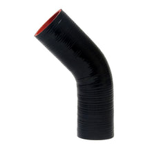 Load image into Gallery viewer, HPS 1.25&quot; ID High Temp 4 ply Reinforced Silicone 45 Degree Elbow Coupler Ho (HTSEC45-125-BLK)