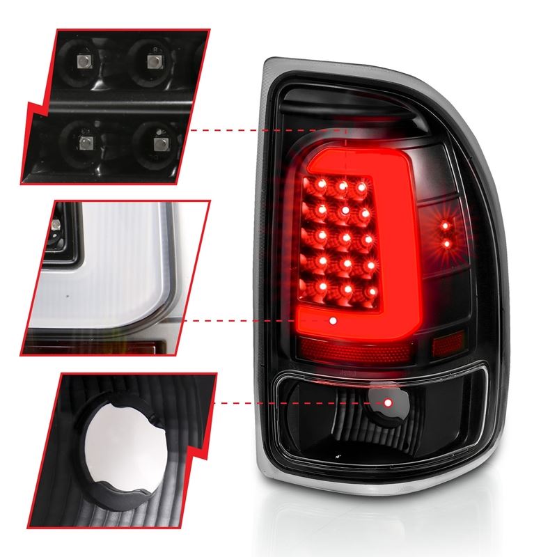 ANZO USA Tail Light Assembly, LED, Clear Lens, Black Housing, Pair, (311347)