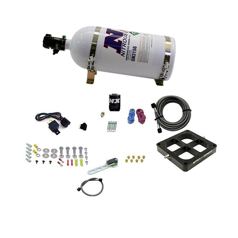 Nitrous Express Dry, Single Entry Billet Crossbar Plate System, 100-500Hp (4500 Flange) W/ 10Lb Bottle (66147-10)