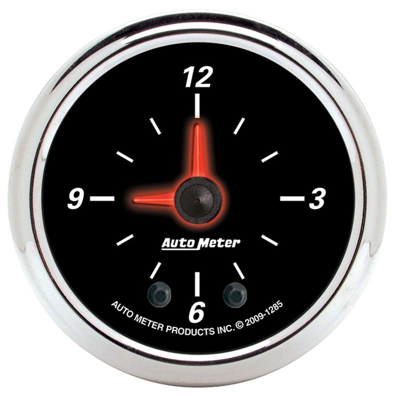 AutoMeter 52mm Full Sweep Electric 12 Hour Clock (Inc 10.5 ft Tubing or Wiring Harness) (1285)