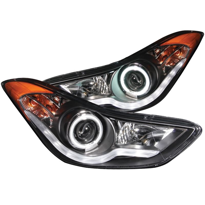 ANZO USA 2011-2014 Hyundai Elantra Projector Headlights w/ Halo Black (CCFL) (121456)