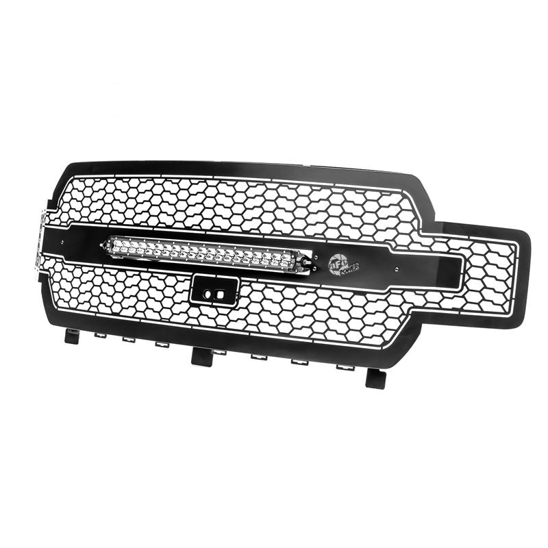 aFe Scorpion Complete Replacement Tread Design Grille Flat Black w/ LED Lights (79-21005L)