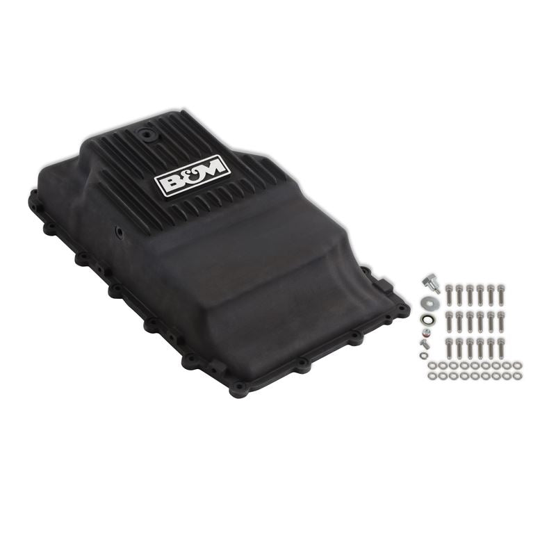 B&M Hi-Tek Heavy-Duty Deep Transmission Pan - Ford 10R80 - Aluminum - Black (71400)