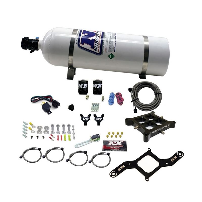 Nitrous Express 4150 Billet Crossbar Pro-Power Nitrous Kit (100-500HP) w/15lb Bottle (60542-15)