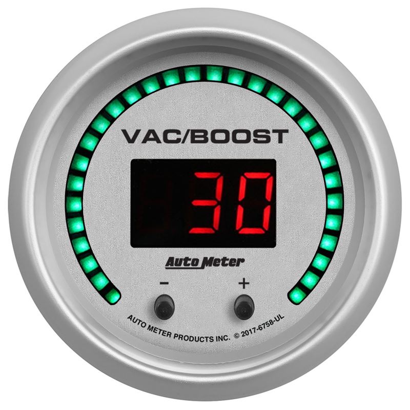 AutoMeter 52.4mm Silver Switchable 0-1600 PSI/0-110 BAR Vacuum/Boost Ultra-Lite Elite Digital Gauge (6758-UL)