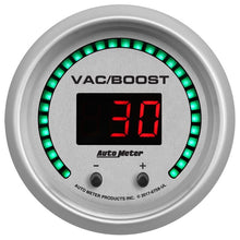 Load image into Gallery viewer, AutoMeter 52.4mm Silver Switchable 0-1600 PSI/0-110 BAR Vacuum/Boost Ultra-Lite Elite Digital Gauge (6758-UL)