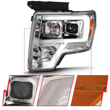 Load image into Gallery viewer, ANZO USA Projector Headlight Set, Clear Lens, Chrome w/Amber Housing, Pair, w/Plank Style Design (111444)