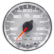 Load image into Gallery viewer, AutoMeter Spek-Pro Gauge Oil Temp 2 1/16in 300f Stepper Motor W/Peak and Warn Slvr/Chrm (P32221)