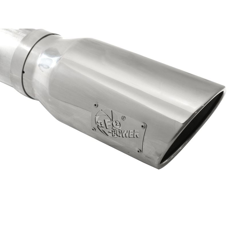 aFe Large Bore-HD 5 IN 409 Stainless Steel DPF-Back Exhaust System w/Polished Tip (49-43064-P)