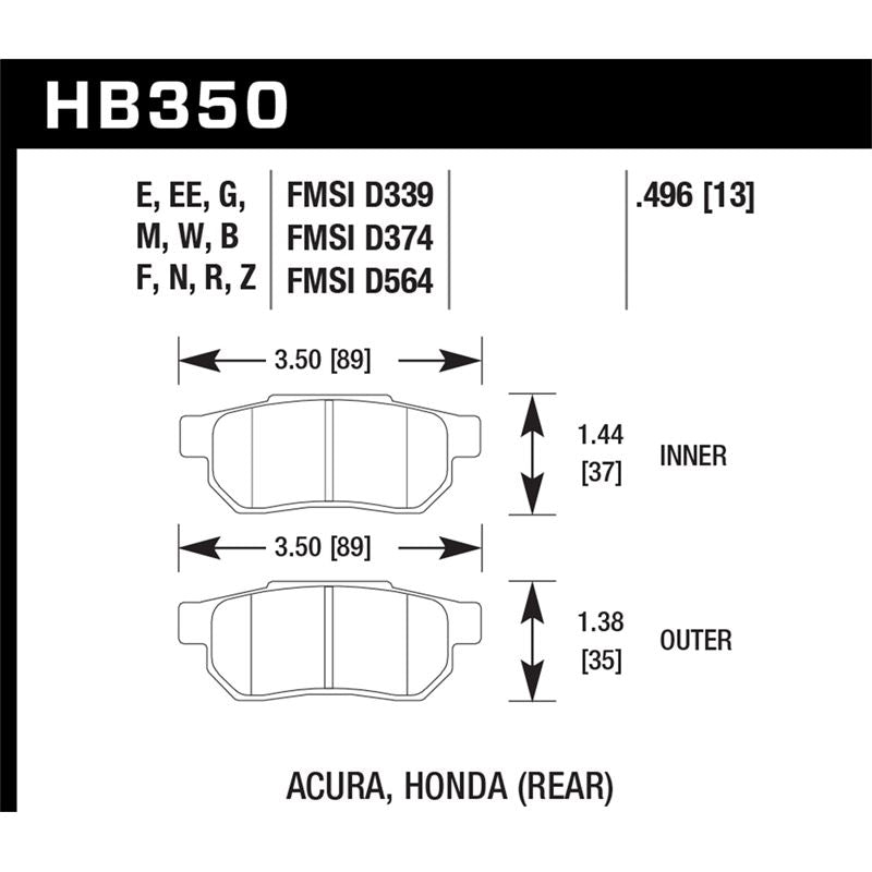 Hawk Performance Black Brake Pads (HB350M.496)