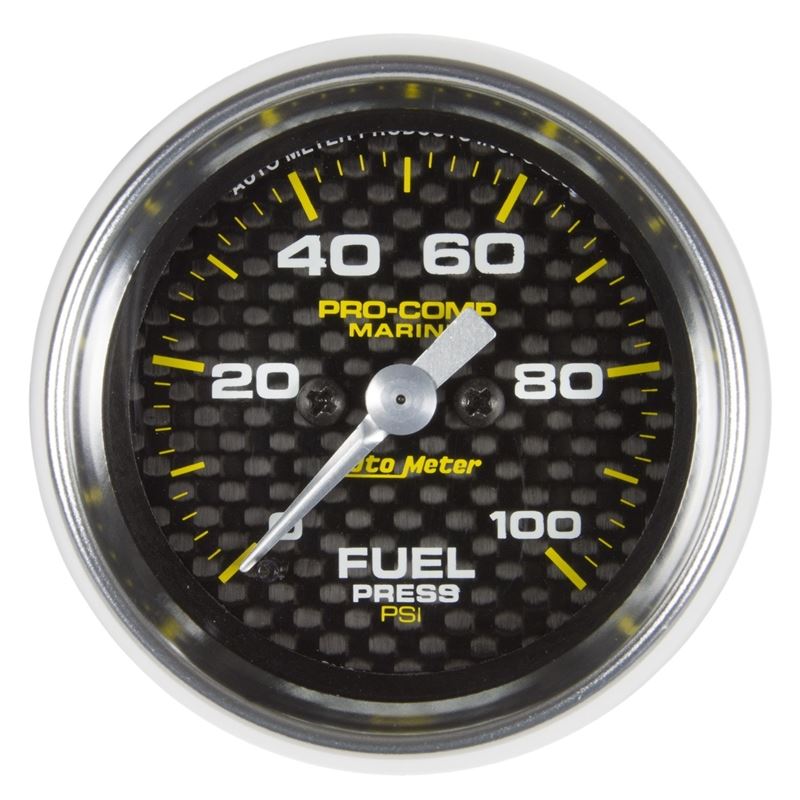 AutoMeter Marine Carbon Fiber 2-1/16in 100 PSI Digital Stepper Motor Fuel Pressure Gauge (200850-40)