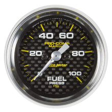 Load image into Gallery viewer, AutoMeter Marine Carbon Fiber 2-1/16in 100 PSI Digital Stepper Motor Fuel Pressure Gauge (200850-40)