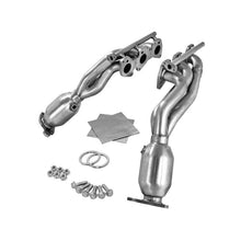 Load image into Gallery viewer, aFe POWER Twisted Steel Header 409 Stainless Steel w/ Cat (48-46003-1HC)