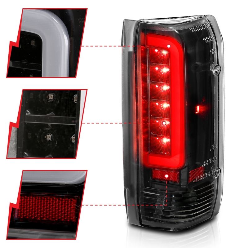 ANZO USA Tail Light Assembly, LED, Clear Lens, Black Housing, Pair, (311350)